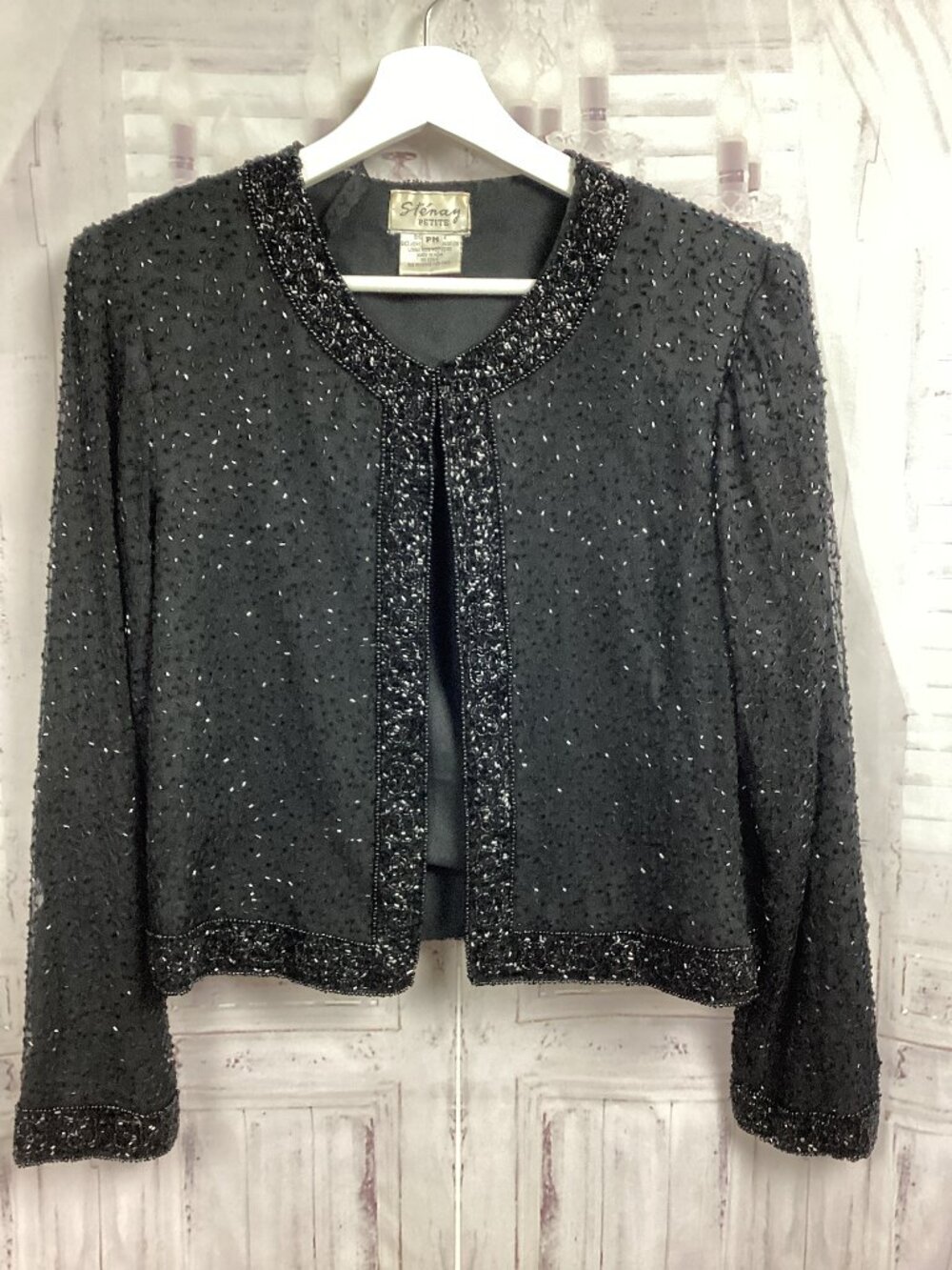 Vintage Stenay Black Beaded Silk Jacket PM